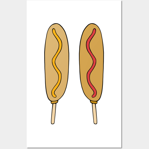 Mustard and Ketchup Corndog Fair Food Wall Art by murialbezanson